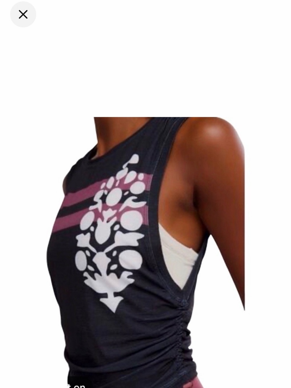 FP Movement by Free People Ruched Tempo Logo Tank Washed Blk Sz XS/S